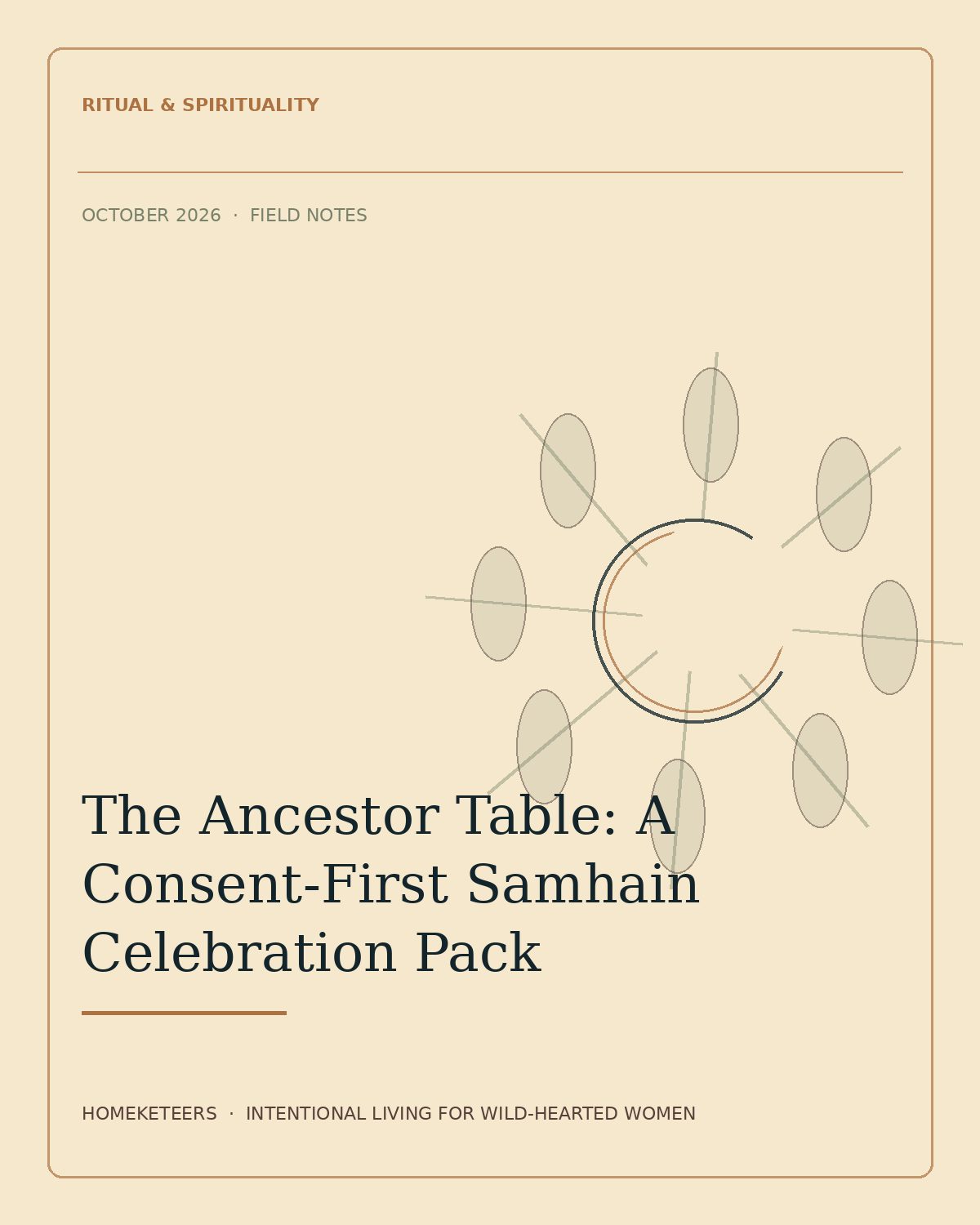 A candlelit Samhain supper table set for remembrance with a simple seasonal meal