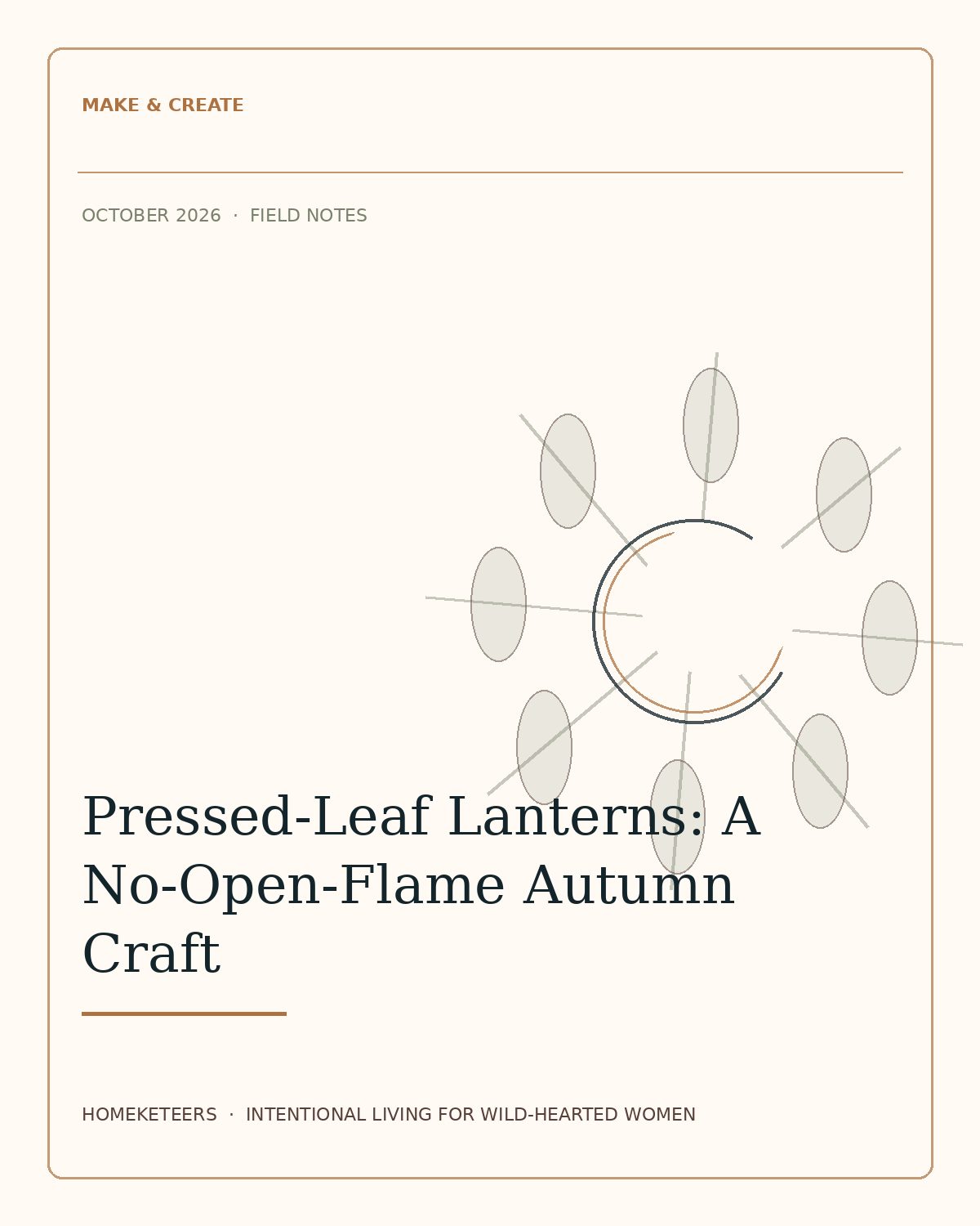 A child-friendly autumn lantern decorated with leaves and lit by a battery tea light