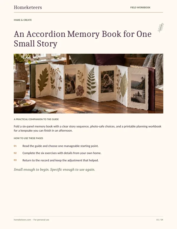Cover of the Homeketeers An Accordion Memory Book for One Small Story field workbook