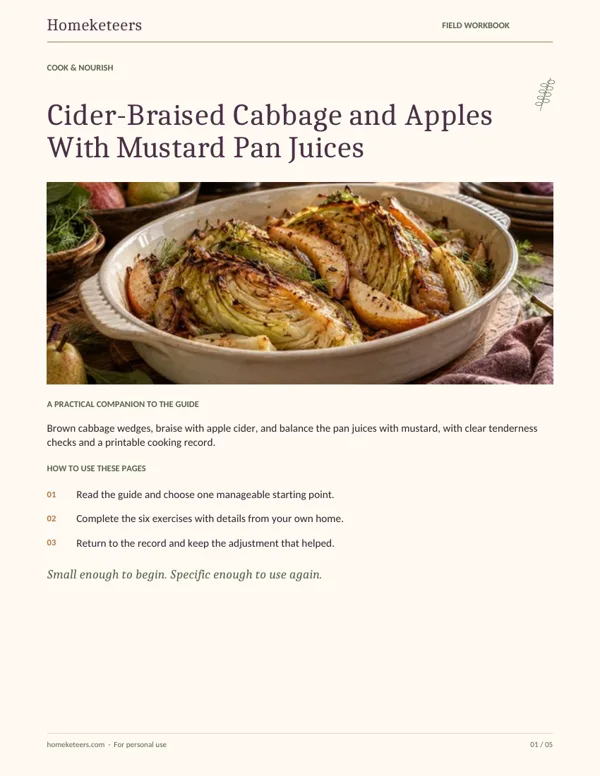 Cover of the Homeketeers Cider-Braised Cabbage and Apples With Mustard Pan Juices field workbook
