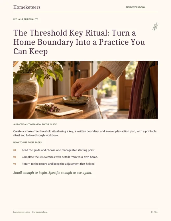 Cover of the Homeketeers The Threshold Key Ritual: Turn a Home Boundary Into a Practice You Can Keep field workbook
