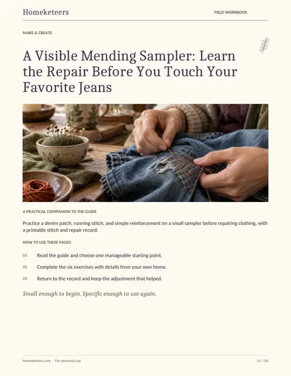 Cover of the Homeketeers A Visible Mending Sampler: Learn the Repair Before You Touch Your Favorite Jeans field workbook